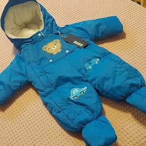 Blue Bear & Car Kids Footie